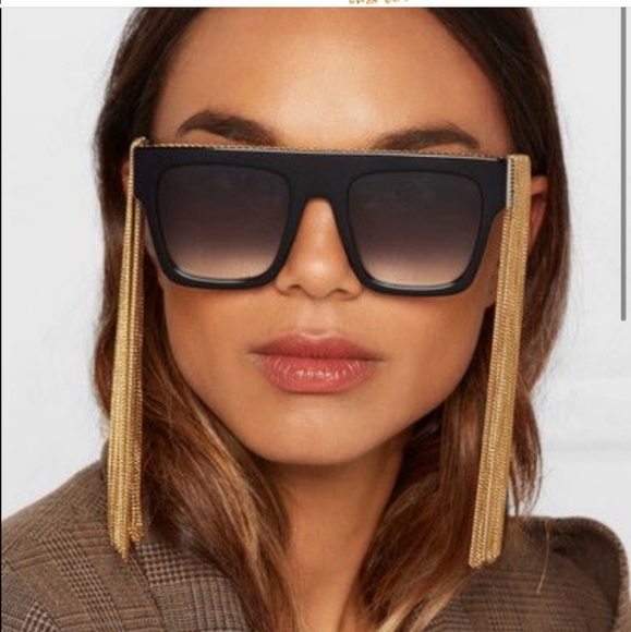 Stella McCartney Rectangular Sunglasses with Hanging Chain Detail $745 - Picture 4 of 15